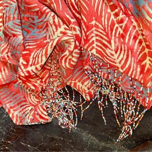 Vintage scarf multicolored, beautiful, lightweight, hand beaded